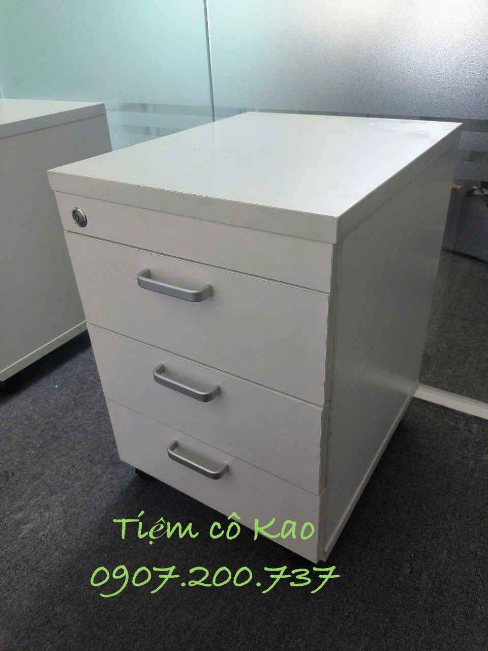 Hộc tủ di động màu trắng 3 ngăn kéo 400x480x590