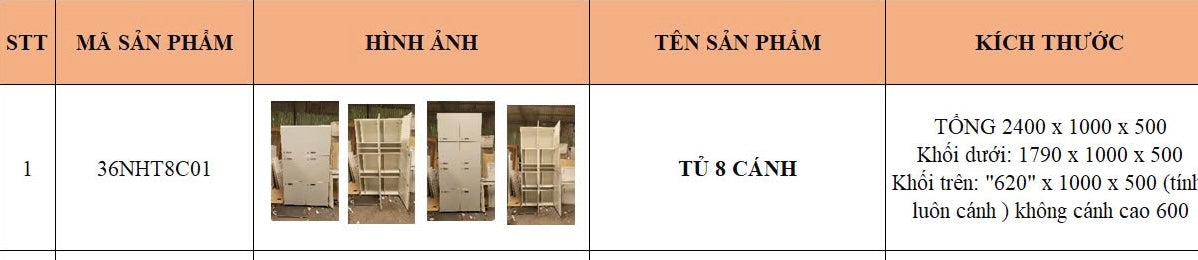 Tủ cao 8 cánh màu trắng, thiết kế độc đáo